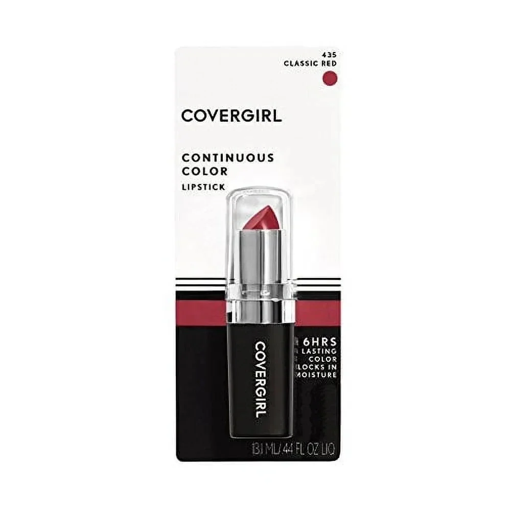 (2 Pack) CoverGirl Continuous Color Lipstick 580 Classic Red Cream Lip Color NEW
